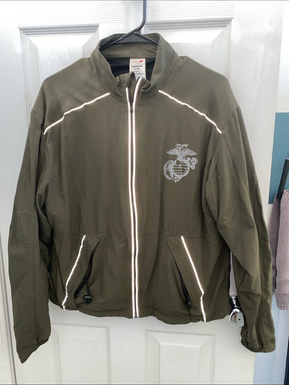 New Balance Olive Green Reflective Trim Windbreaker Jacket
